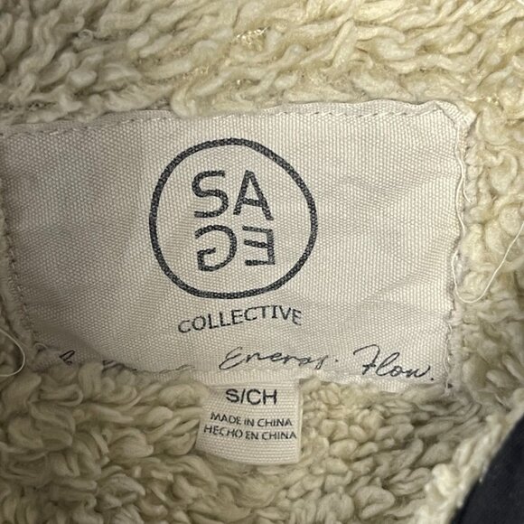 Sage Collective Jacket Womens Small Purple Plaid Fleece Sherpa Lined - Picture 3 of 6